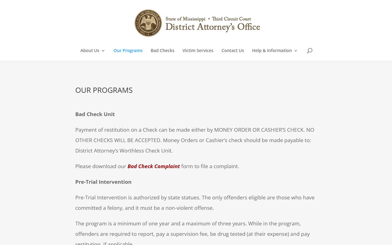 Chickasaw County arrest records and charges routed through pretrial intervention