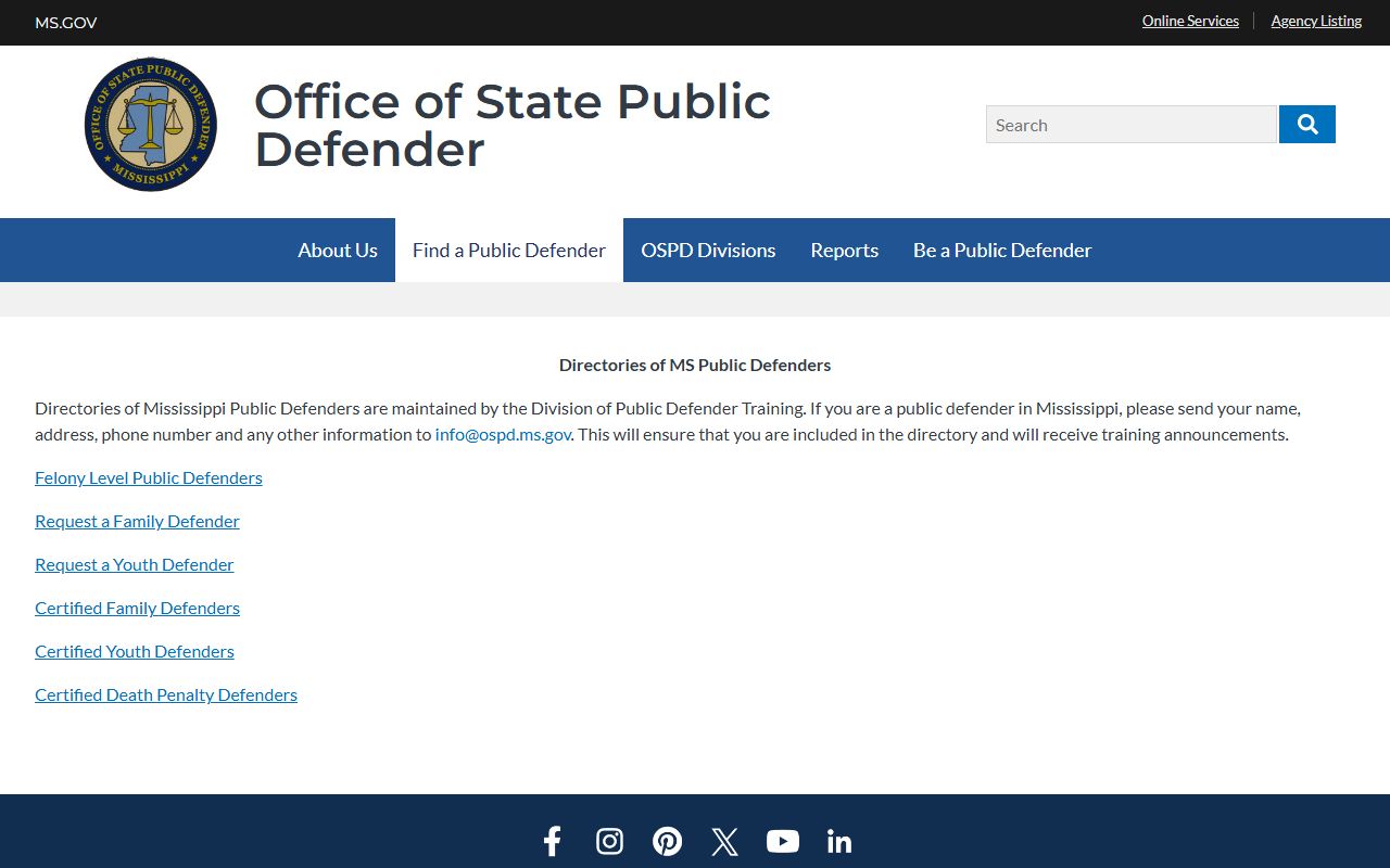 Chickasaw County criminal court records and the Mississippi state public defender directory