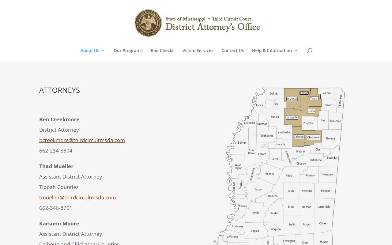 Chickasaw County criminal court records and Third Circuit DA attorney profiles