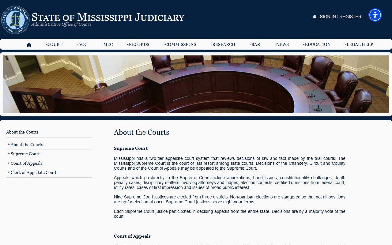 Chickasaw County court records and the Mississippi court system overview