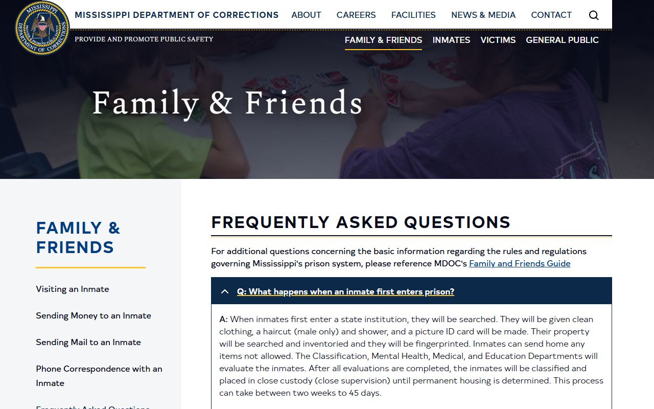 Chickasaw County inmate MDOC family information page