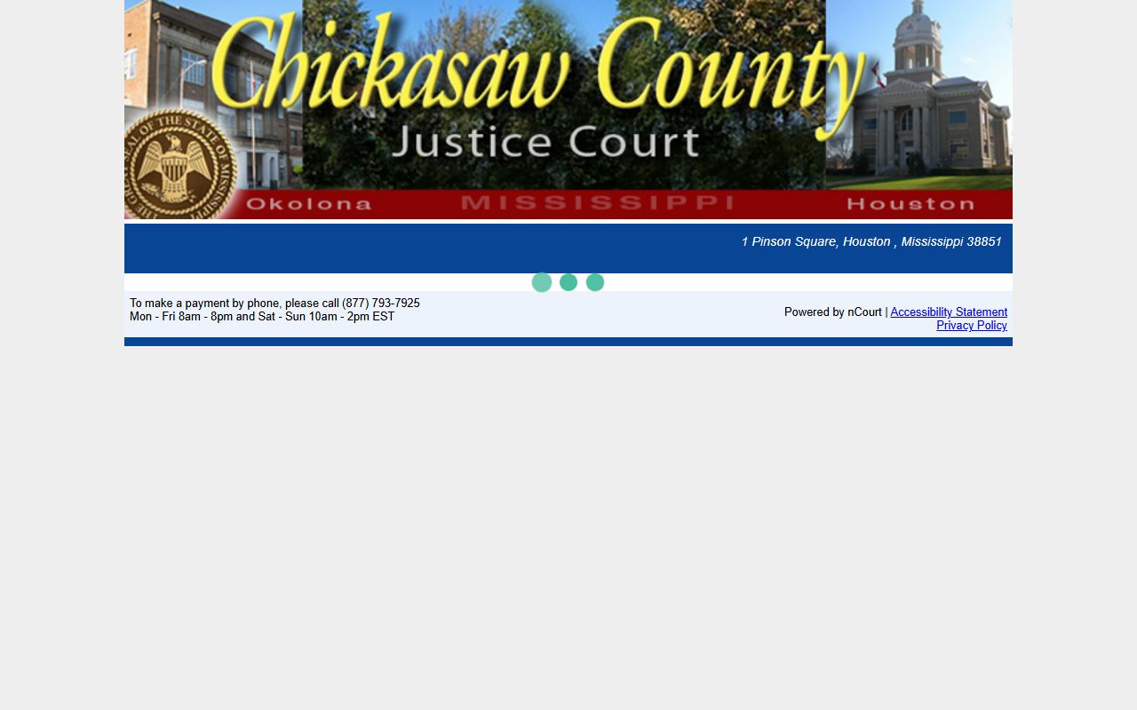 Chickasaw County traffic ticket payment portal for Justice Court District 1