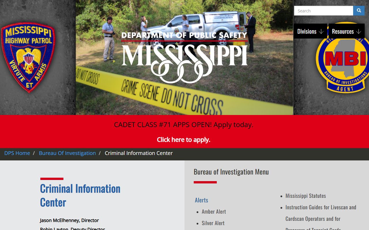Chickasaw County warrant search and the Mississippi Criminal Information Center