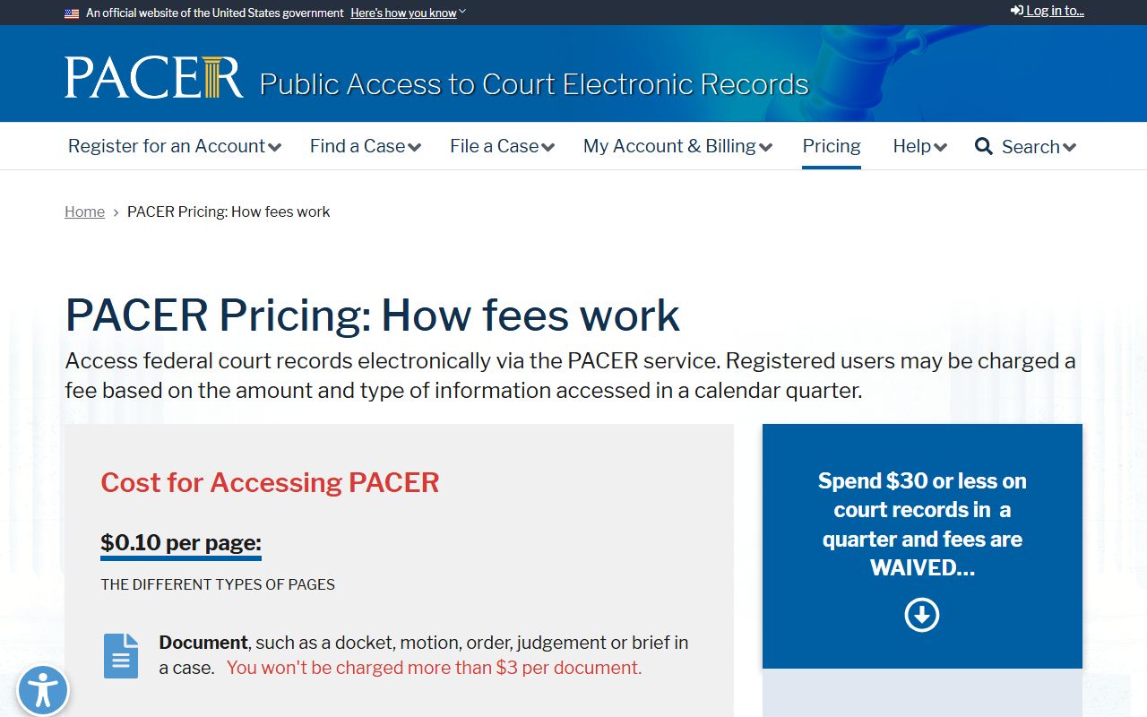 Chickasaw County warrant case lookup and PACER fee structure